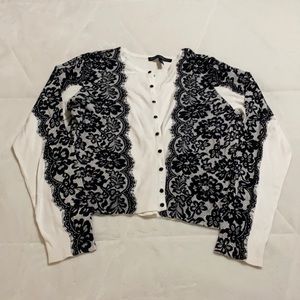 White house black market printed lace cardigan